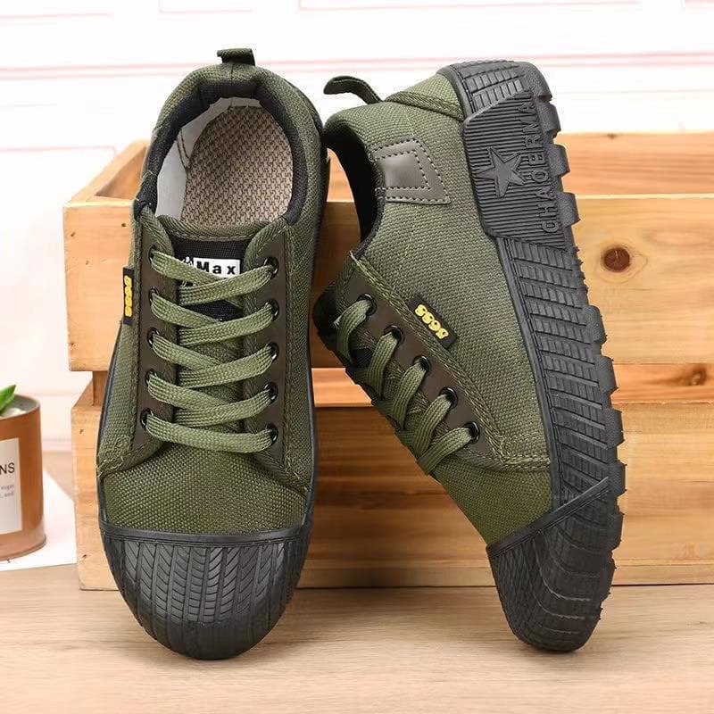 Herren Taktische Low-Top Flache Casual Sportschuhe Schutztraining Arbeit Canvas Sneakers Loafers cm armee grüne