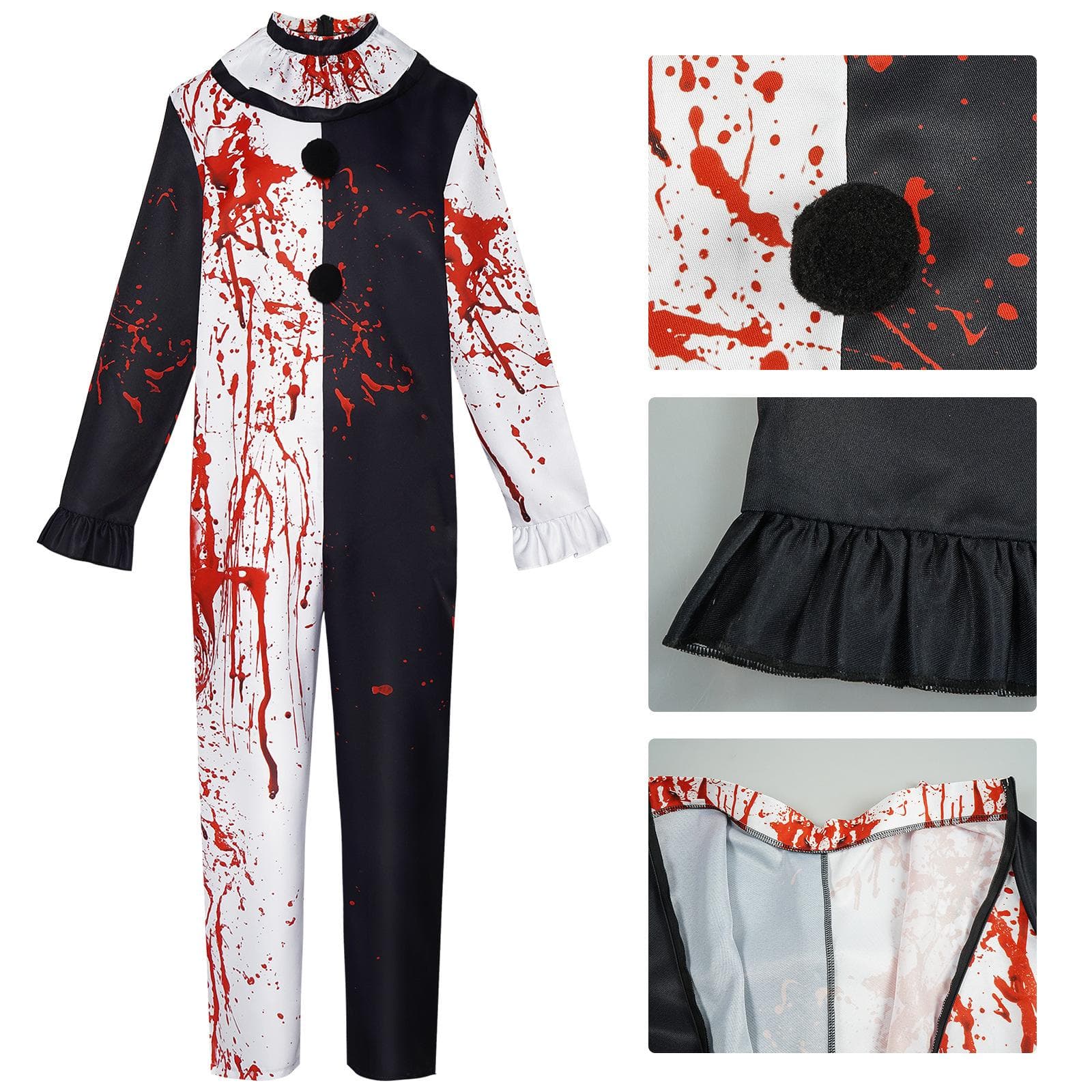 Filmkunst The Clown Cosplay Kostüm Terrifier 2 Art The Clown Cosplay Blutig Für Männer Frauen Party Halloween Jumpsuit cm
