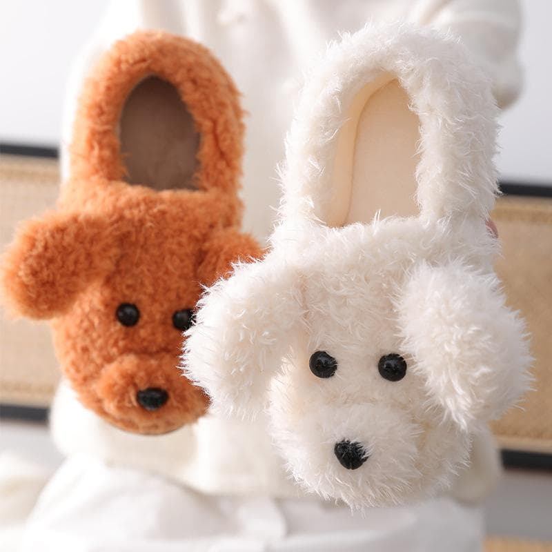 Mode Kidmi Niedlicher Hund Plüsch Pelzschuhe Für Damen Winter Lieblich Zuhause Flauschige Hausschuhe Weiblich Indoor Warm Pelzige Hausschuhe Mit