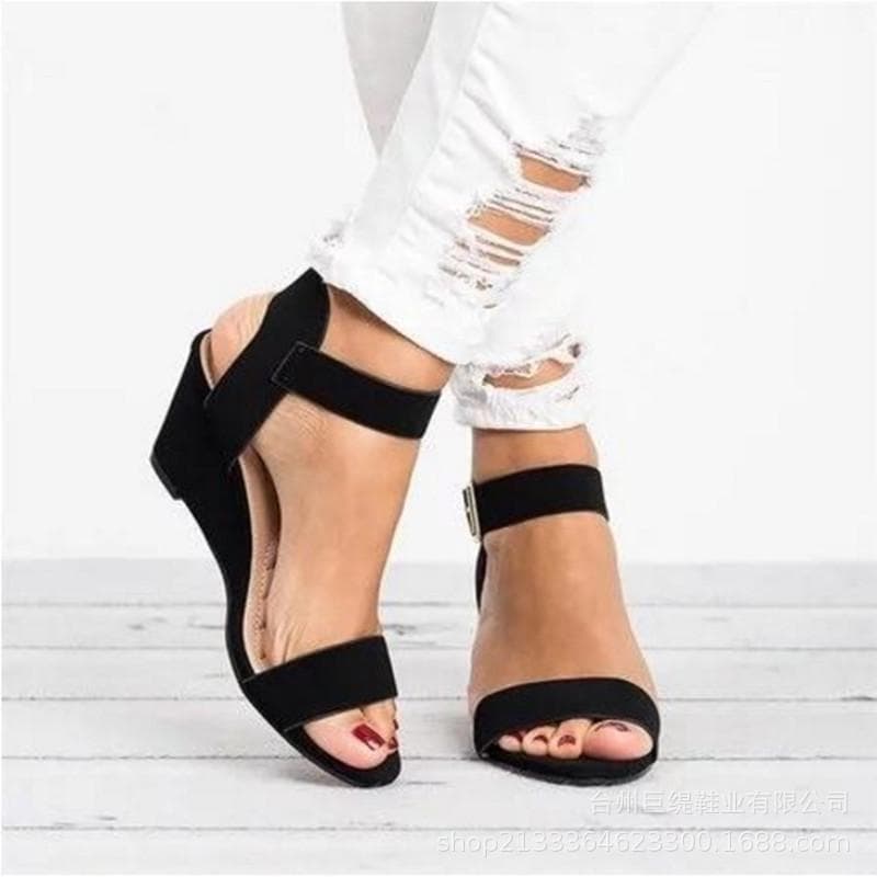 Mode Damen Keilabsatz Sandalen Sommer 2024 Neu Schnallenriemen Sexy Peeptoe Damen Plateau Sandalen Große Größe Boho Sandale cm himmelblaue