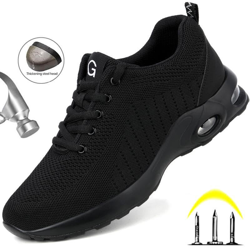 Sicherheitsschuhe mit Luftpolster für Herren und Damen, atmungsaktive Arbeitsschuhe mit Stahlkappe, pannensichere Schutzschuhe für Herren cm