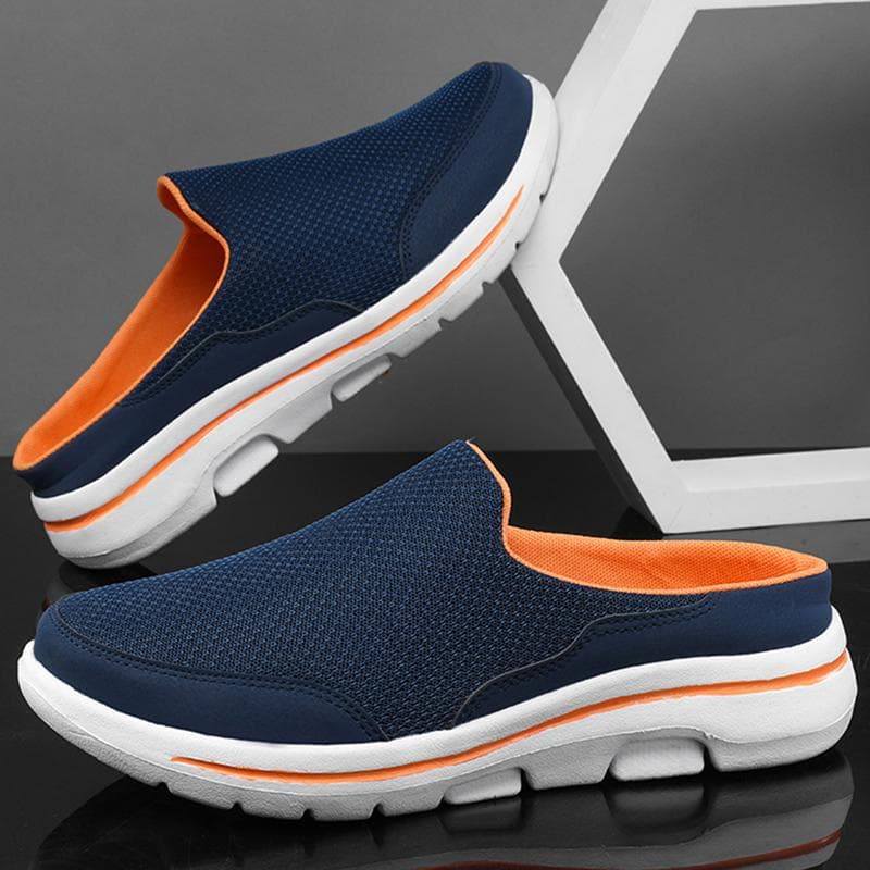 35-48 Herren/Damen Innenhausschuhe Herren Halbhausschuhe Sommer Mesh Meter-atmungsaktive Herren Schwarze Mueller-Schuhe cm dunkelblaue/orange