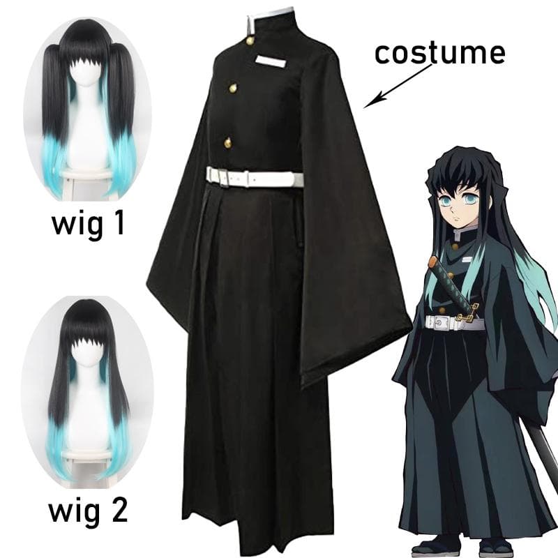 Tokitou Muichirou Cosplay Kostüm Anime Demon Slayer: Kimetsu No Yaiba Kisatsutai Cosplay Uniform Perücke Halloween Kleidung 150cm