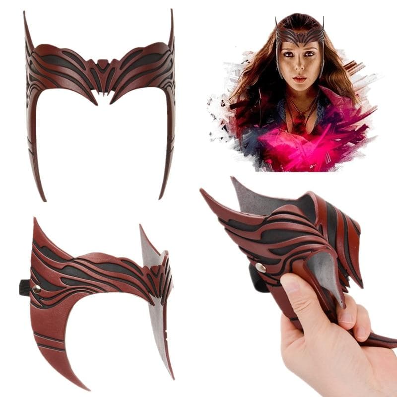 Film Scarlet Witch Wanda Cosplay Kostüm Maximoff PU Krone Maske Kopfschmuck Halloween Party Tiara Geschenk Kopfbedeckung cm