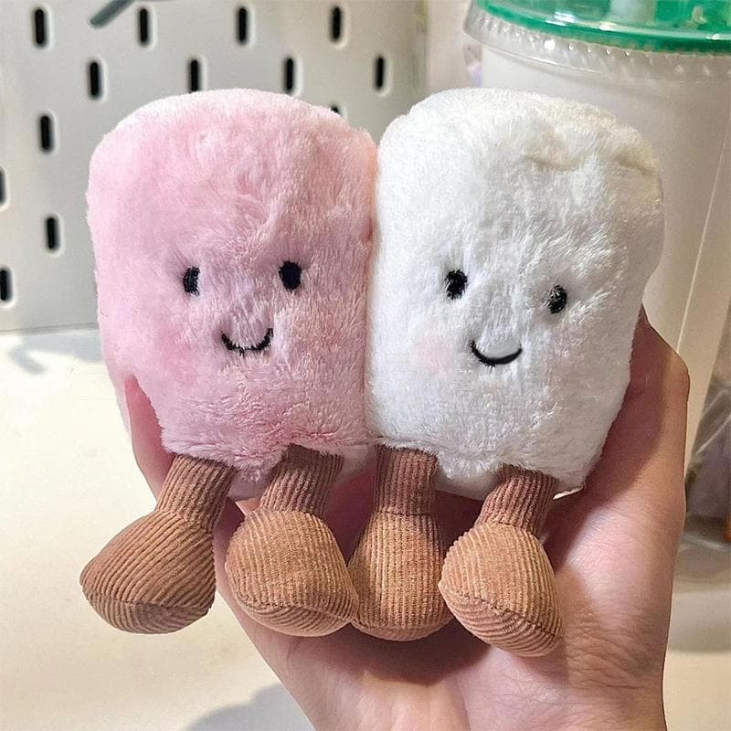 Jelly Cat Fun Marshmallow Schlüsselanhänger Zuckerwatte Zweifarbig Niedlich Weich Zweifarbiger Schlüsselanhänger Tasche Plüschpuppe Autoanhänger