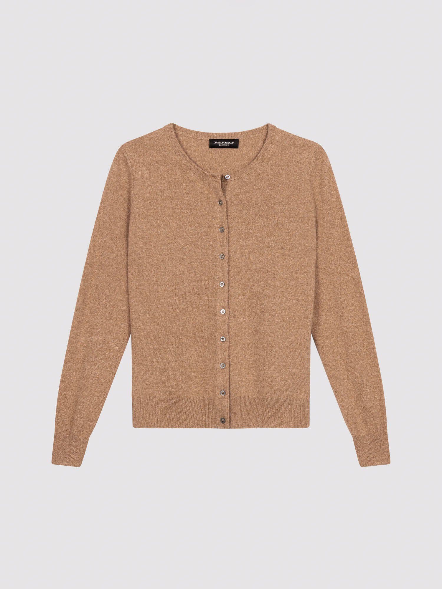 Basic-Strickjacke mit Rundhalsausschnitt aus Bio-Kaschmir