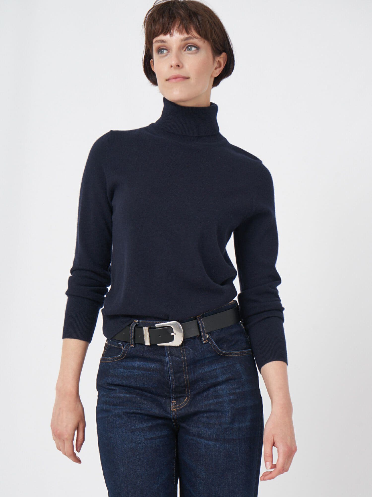 Basic-Rollkragenpullover aus Bio-Kaschmir