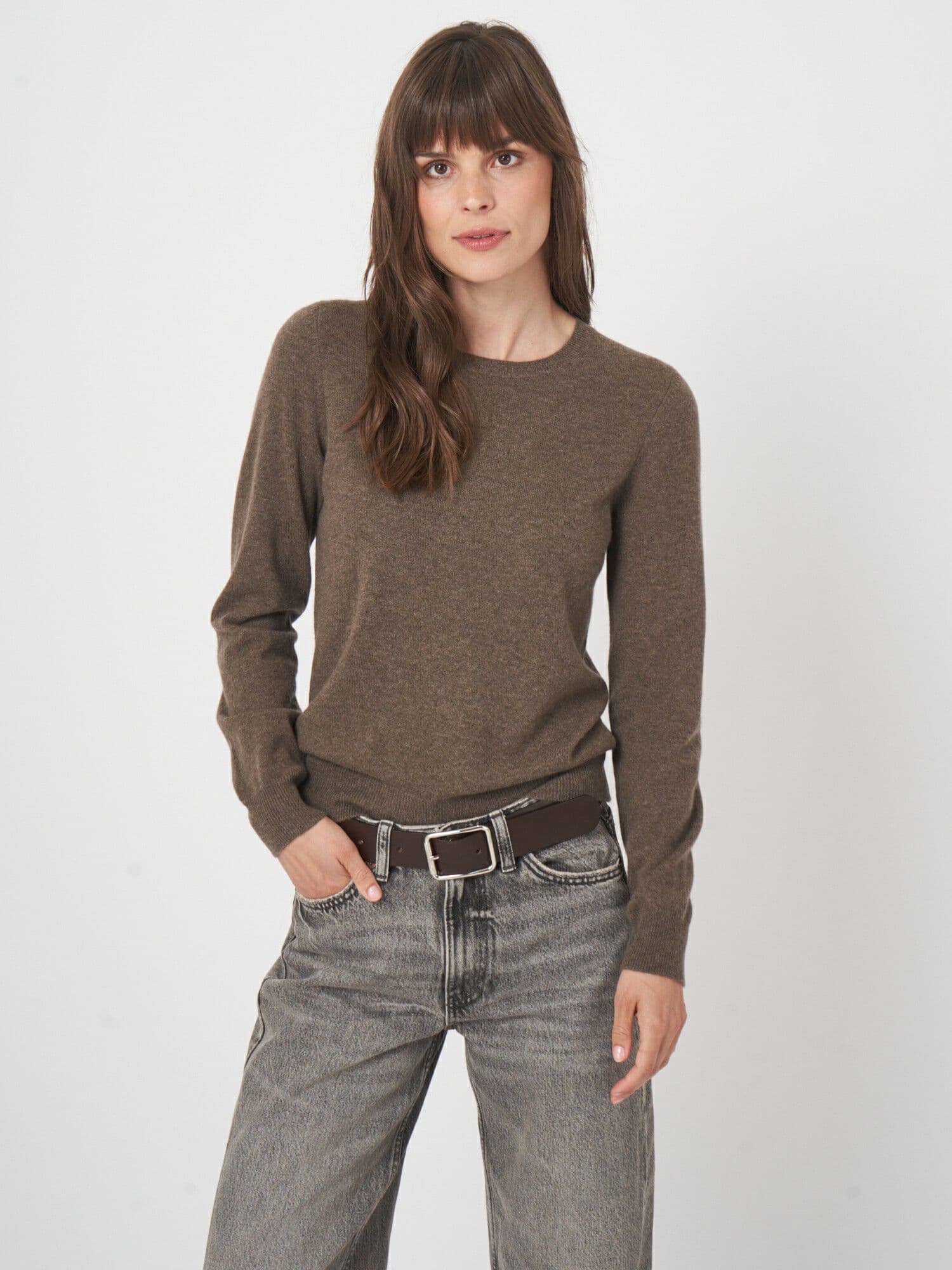 Basic-Bio-Kaschmir-Pullover mit Rundhalsausschnitt