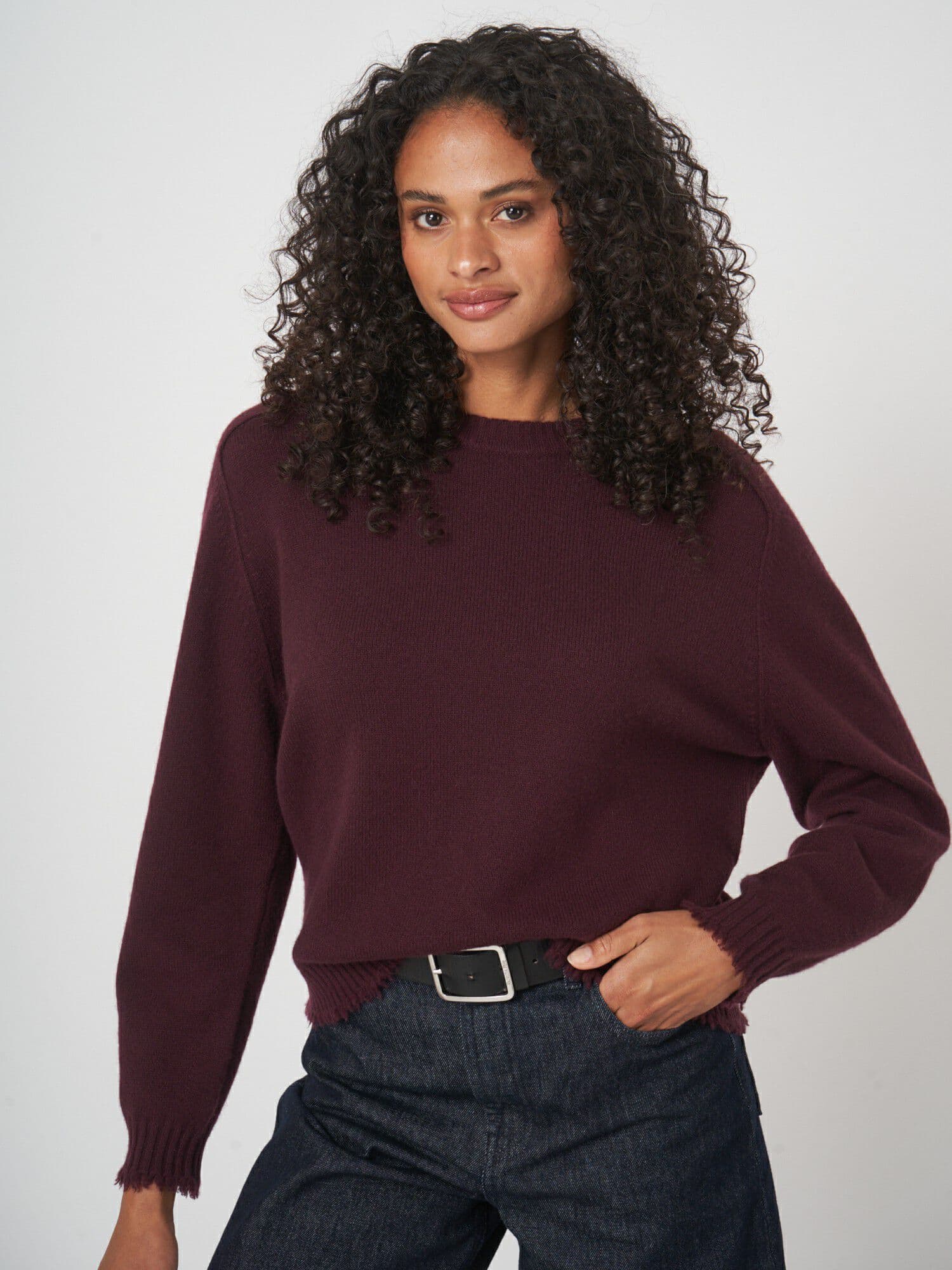 Bio-Kaschmir-Pullover mit Rundhalsausschnitt