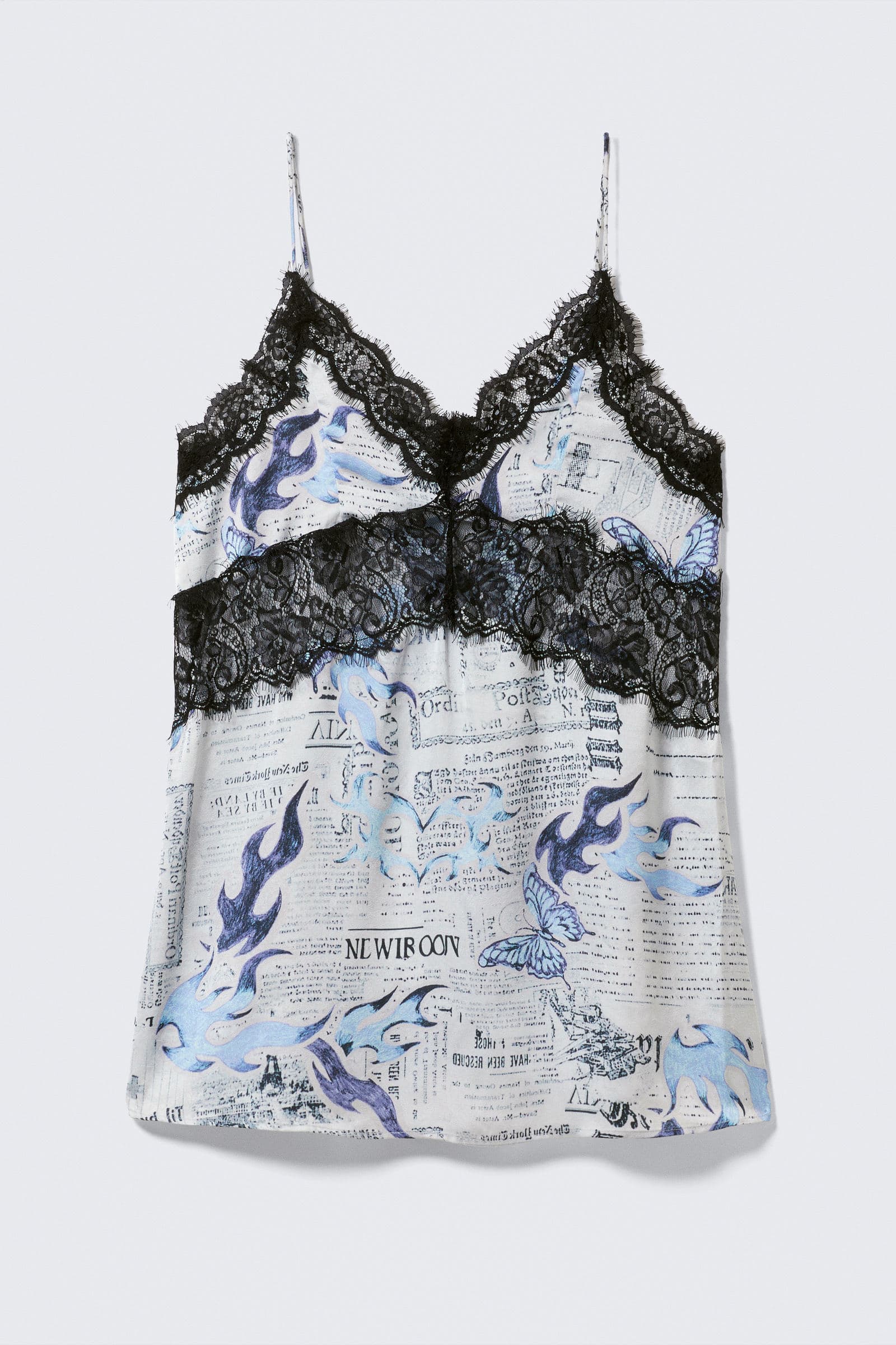 Lace-Trim A-line Mini Slip Dress