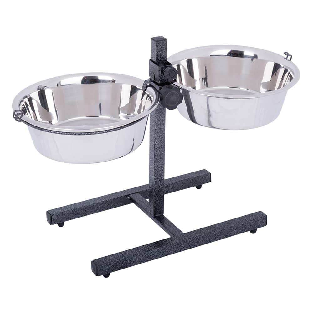 Hundebar inklusive 2 Edelstahlnäpfe - 2 x 2,8 l, Ø 25 cm, Höhe bis 50 cm