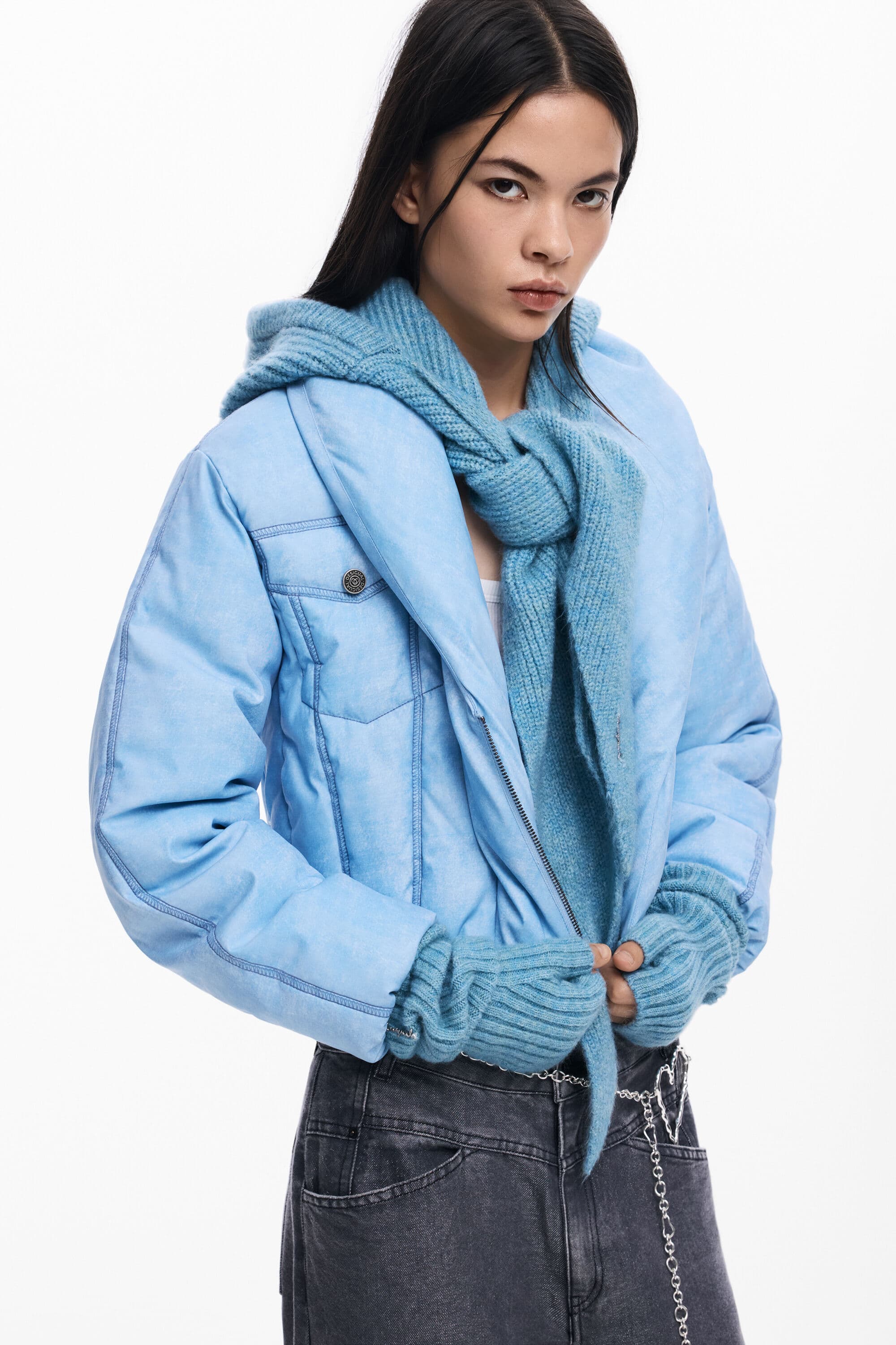 Desigual, Balaclava-Pack mit Fäustlingen, Damen, Blau, U