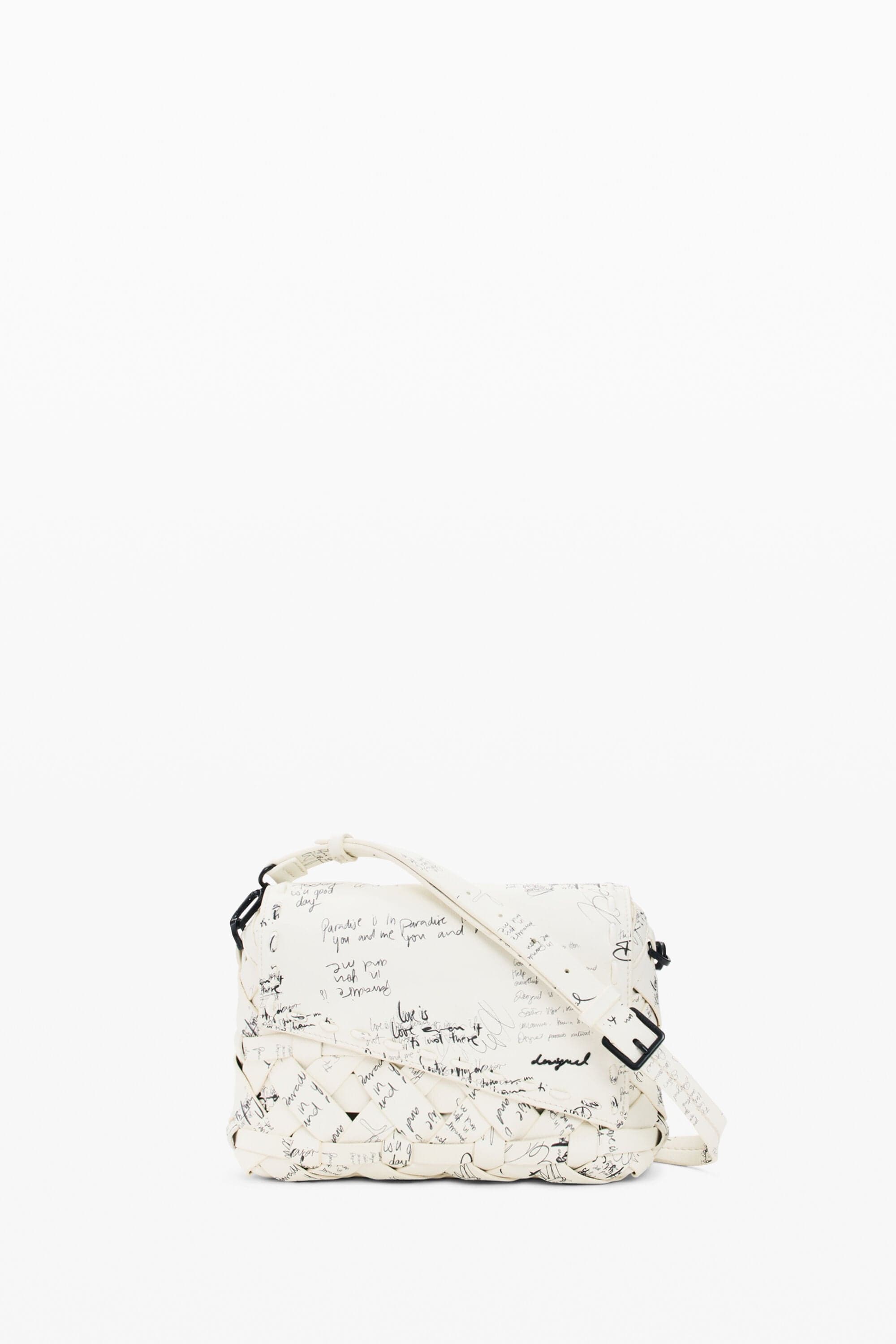 Desigual, Mittelgroße tasche lettering, Damen, Polyurethan, Weiß, U