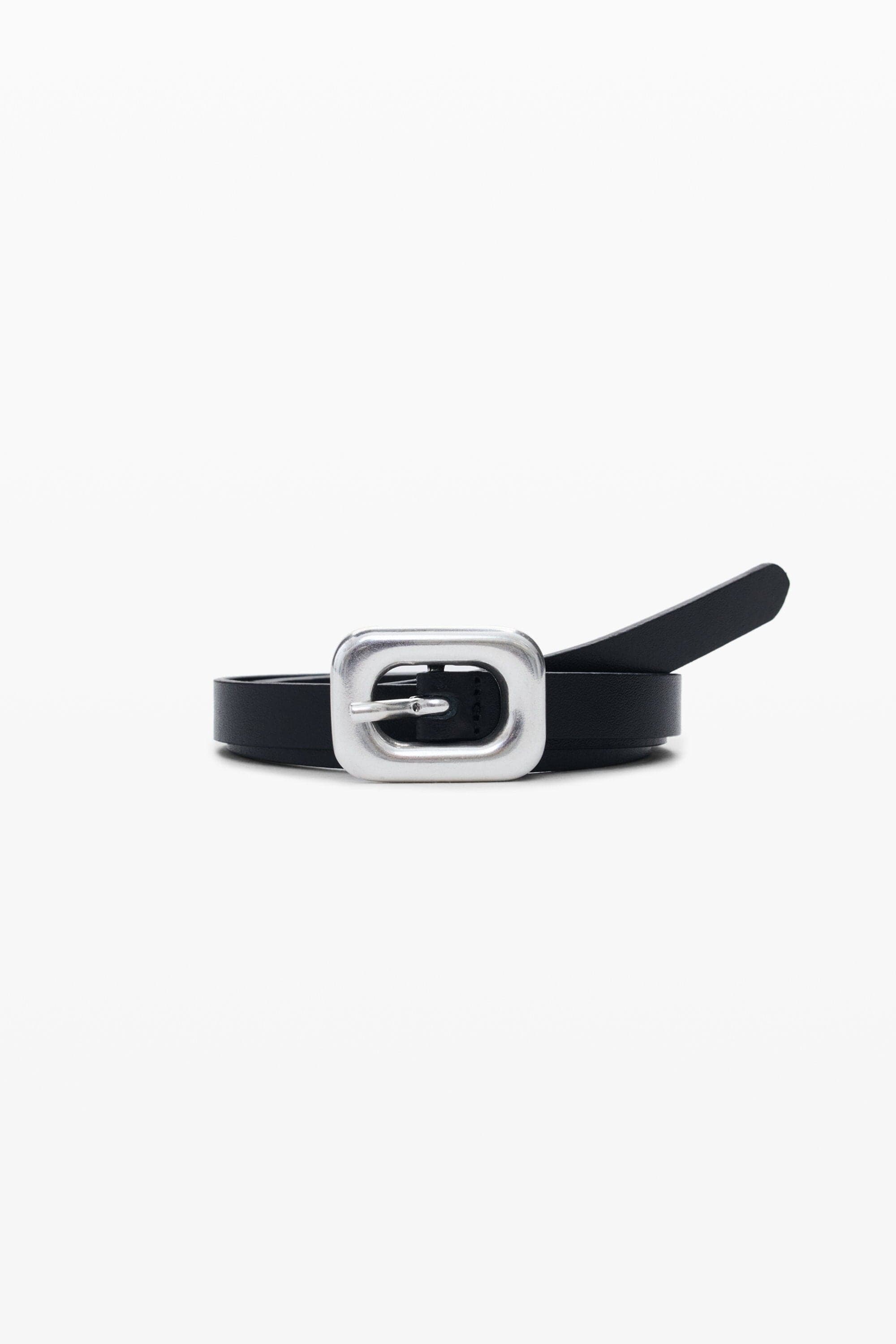 Desigual, SCHWARZER LEDERGÜRTEL, Cow Split Leather, Schwarz, 90