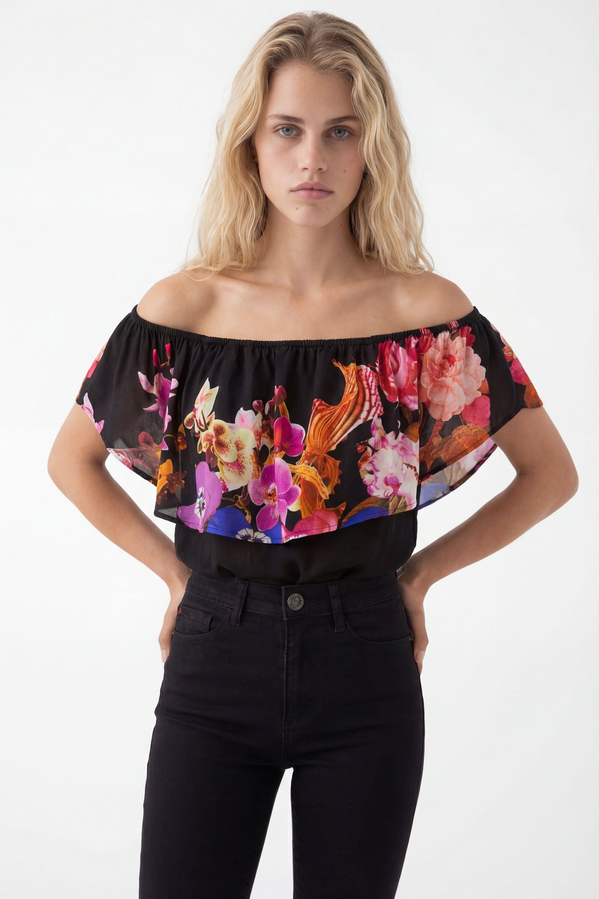 Desigual, Geblümter schwarzer Body M. Christian Lacroix, Schwarz, L