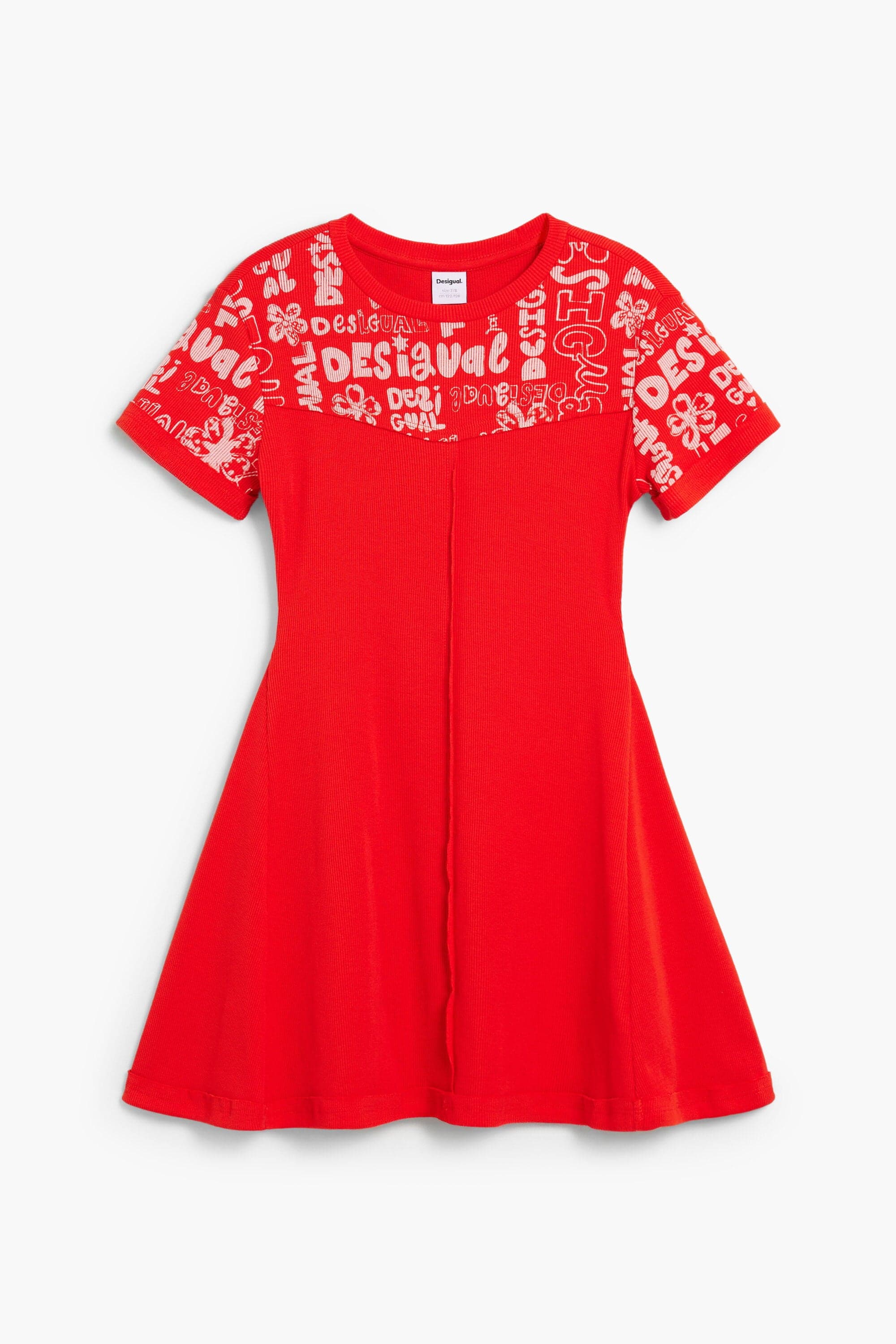 Desigual, Mädchenkleid mit Lettering, Kinder, Baumwolle, Rot, 11/12