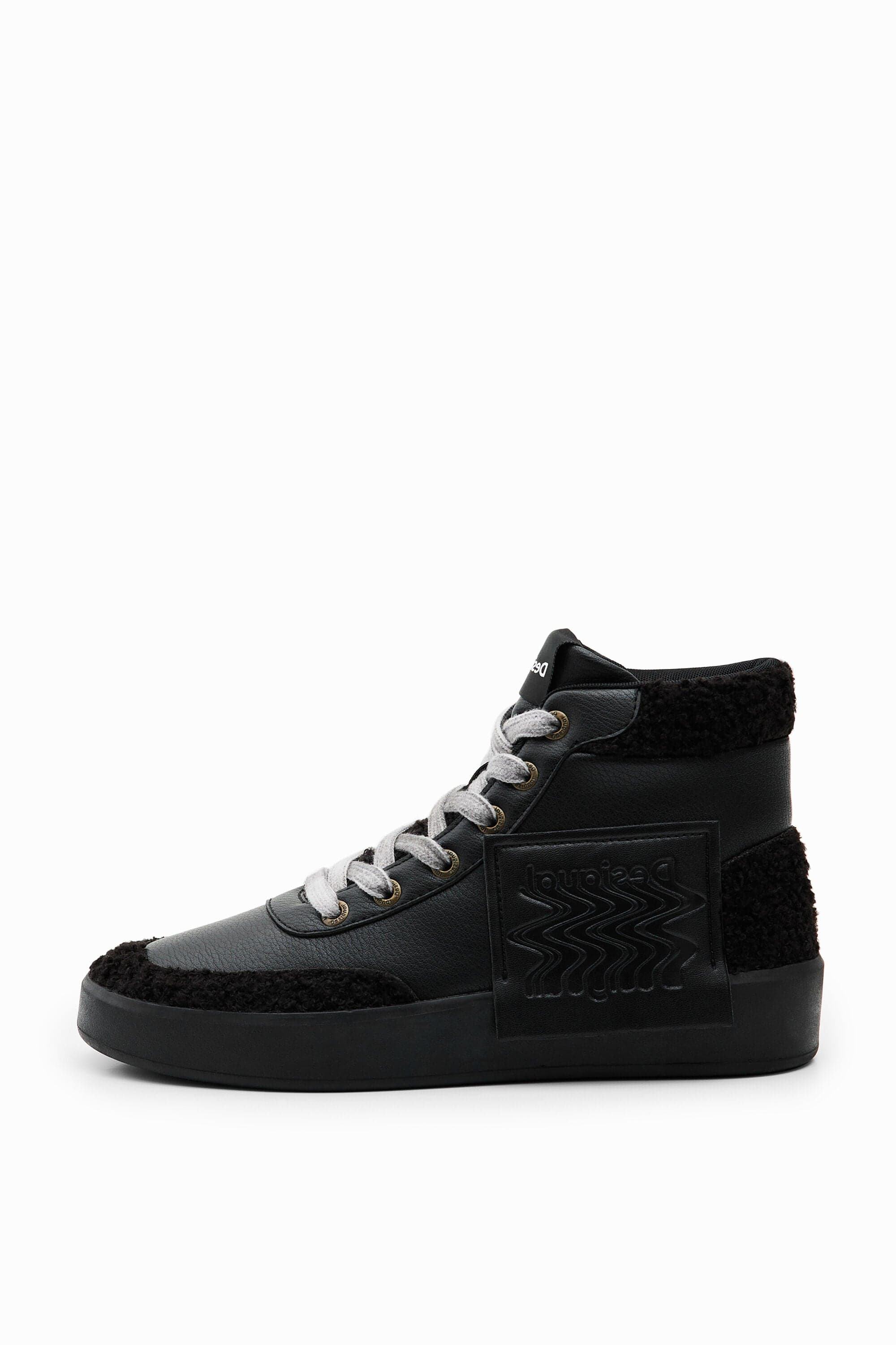 Desigual, Hohe Sneakers Lammfell, Schwarz, 36